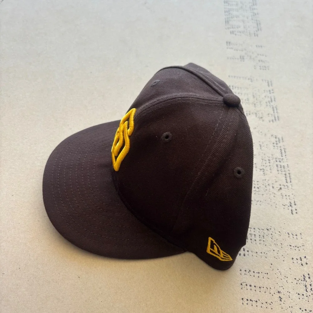 Y2K New Era San Diego Padres Hat 59FIFTY Brown Yellow MLB‎ Authentic Cap 7 1/2